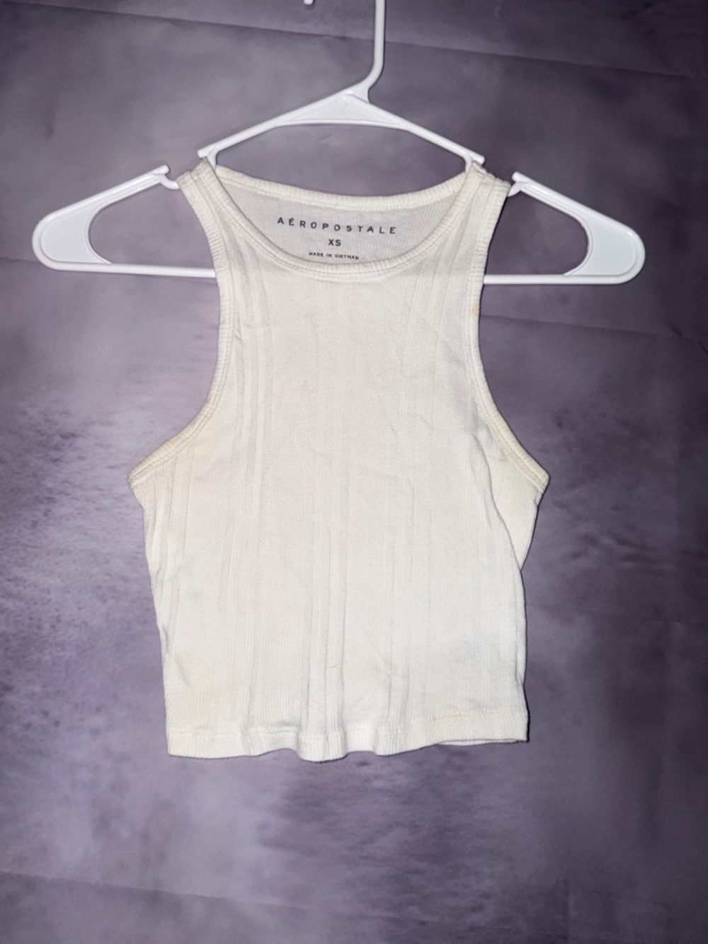 Aeropostale Cream Ribbed Racerback Crop Tank